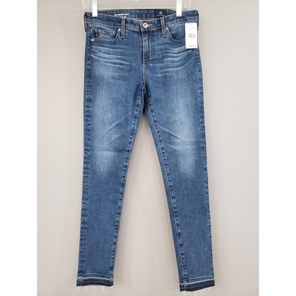 NEW AG Adriano Goldschmied The Legging Ankle Super Skinny Blue Jeans Raw Hem 27
